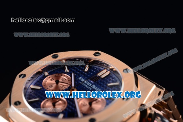 Audemars Piguet Royal Oak 41MM Chronograph Swiss Valjoux 7750 Automatic Rose Gold Case/Bracelet with Blue Dial (EF) - Click Image to Close
